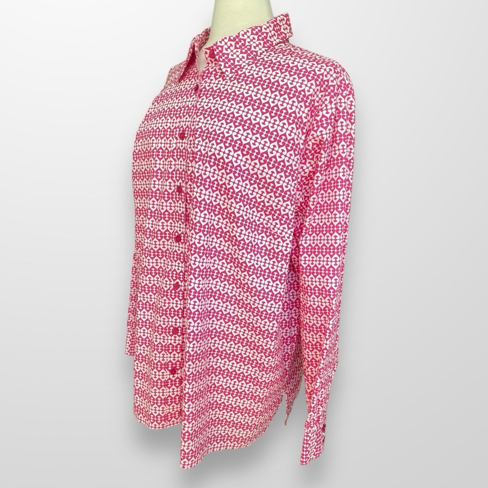 Jones New York Woman 3X Stretch Top Shirt Button Front Pink Long Sleeve NEW - Picture 6 of 9